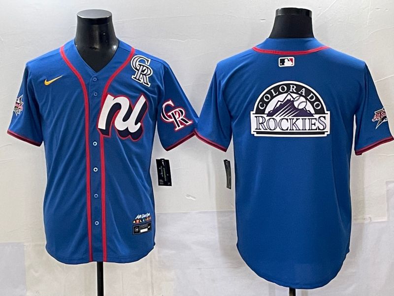 Men 2025 Colorado Rockies Blank Blue All star Nike MLB Jersey style 03->colorado rockies->MLB Jersey